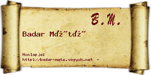 Badar Máté névjegykártya